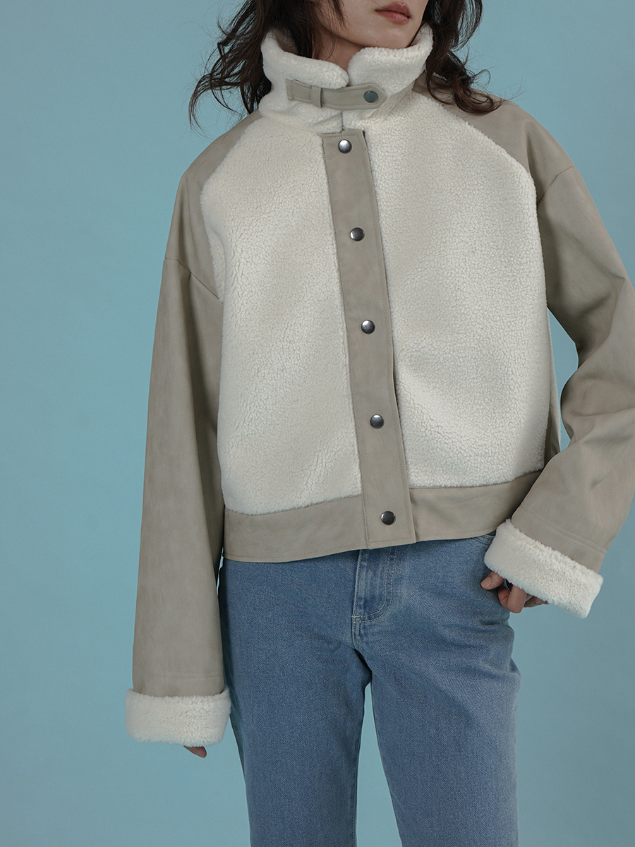 Military boa jacket / off white