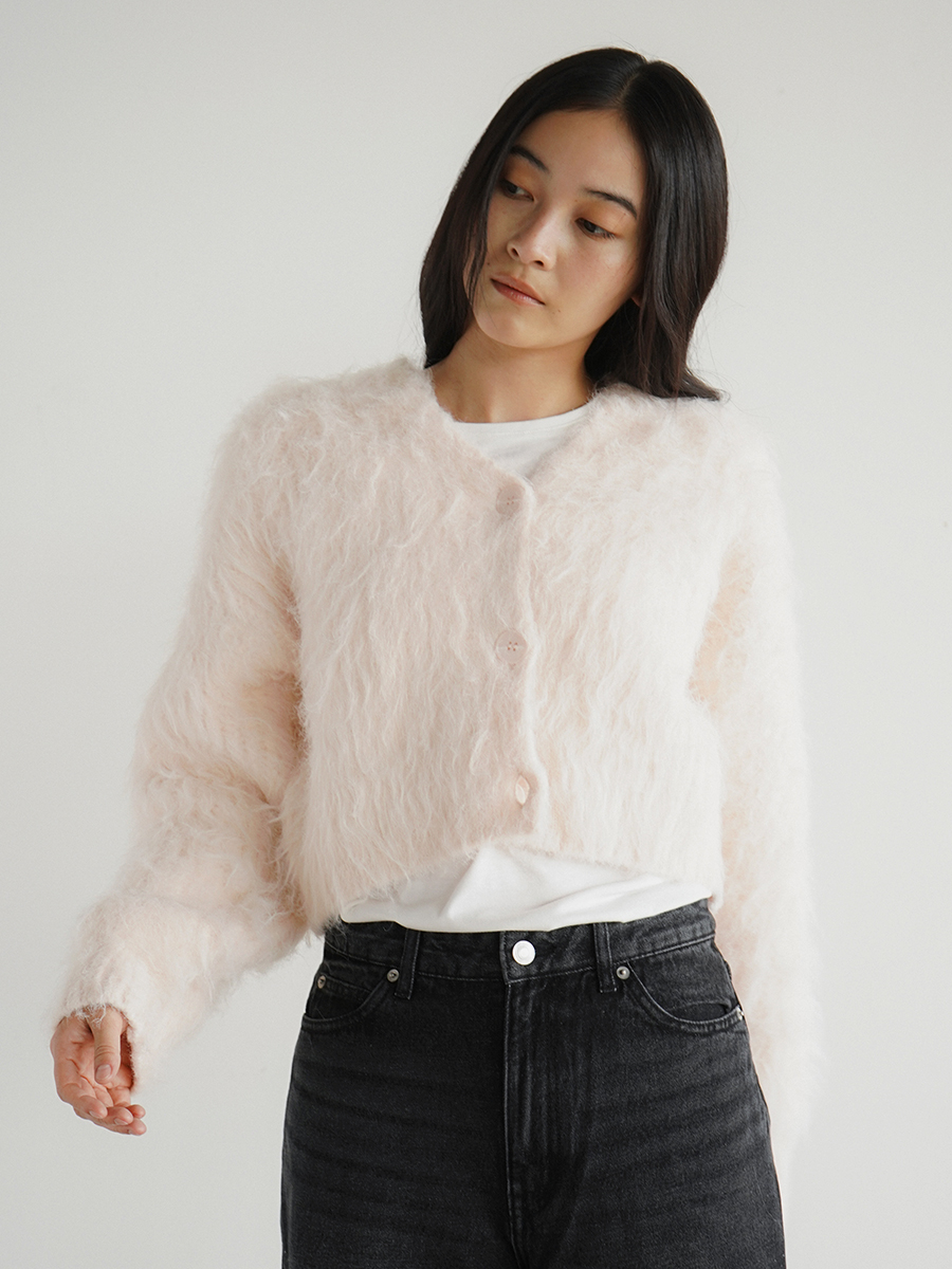 Shaggy knit cardigan