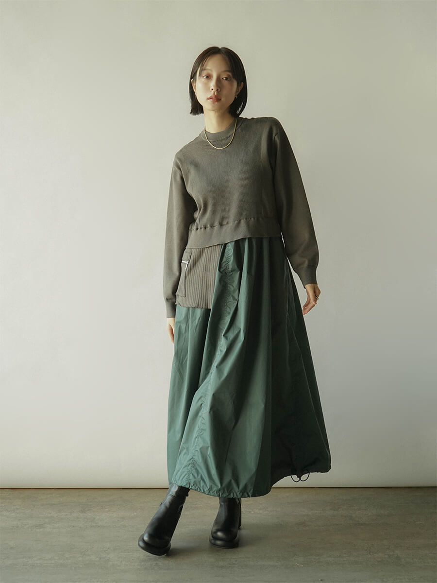 RADIATE(ラディエイト)　アシンメトリー異素材ドッキングワンピース