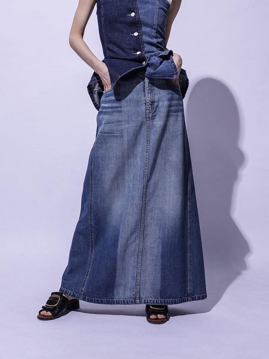 Laser Panel Denim Skirt