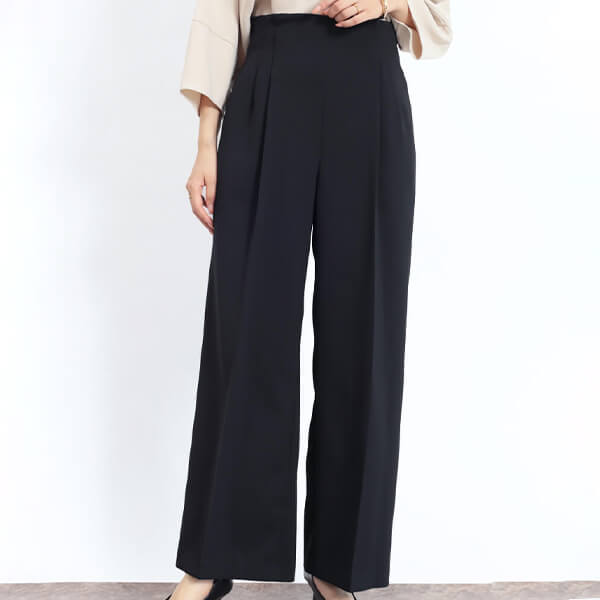 ハイウエストセンタープレスワイドパンツ