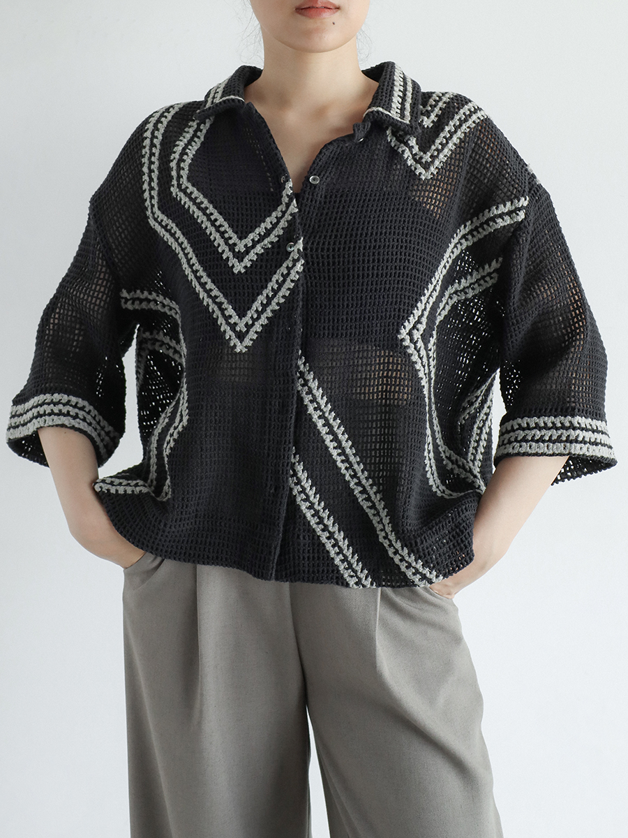 Crochet knit shirt