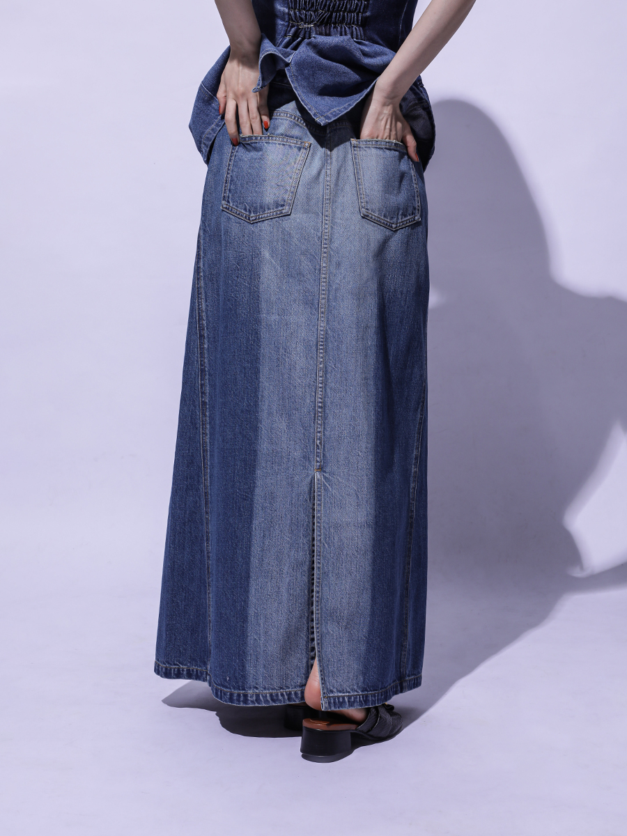 Laser Panel Denim Skirt