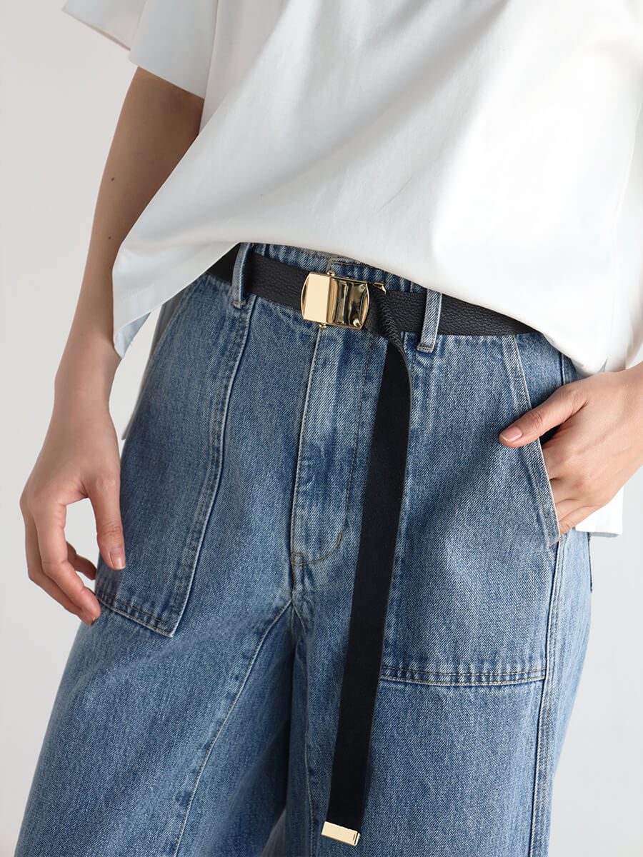 CLOVE スタッフスタイリング 着回し レザーガチャベルト