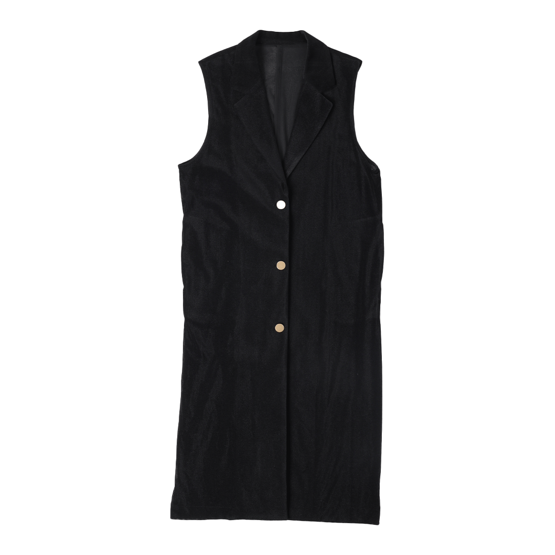 Mesh velour tailored long gilet