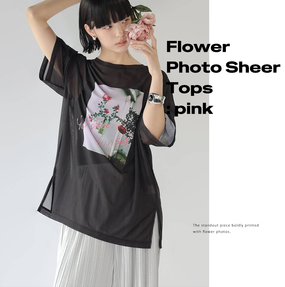 Flower Photo Sheer Tops
