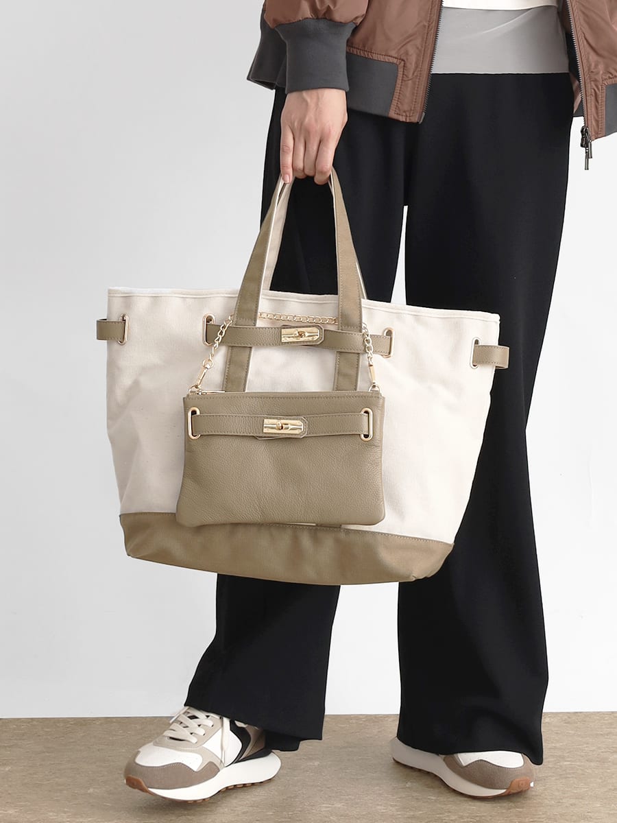 CLOVE クローブ 春まで使えるセールアイテム レザーベルトキャンバストートバッグ