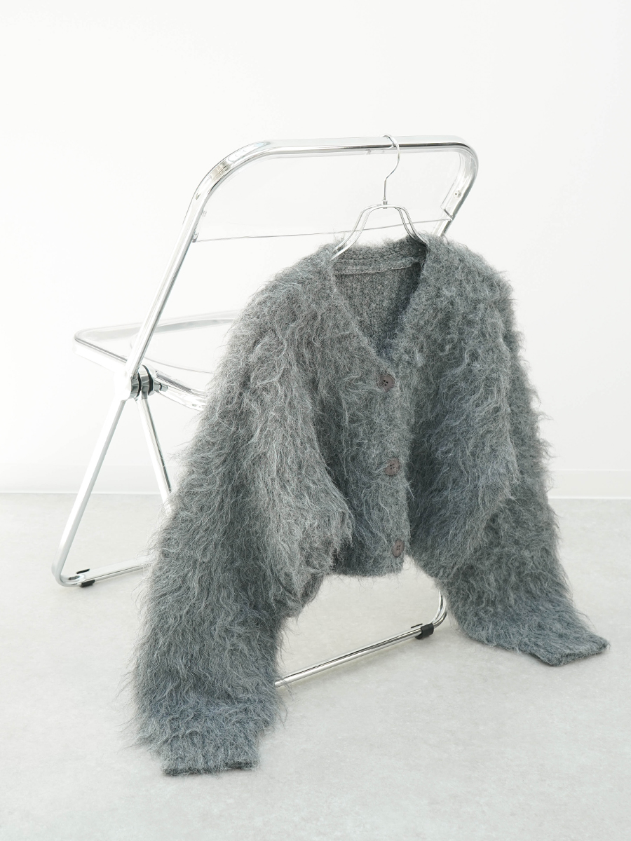 Shaggy knit cardigan