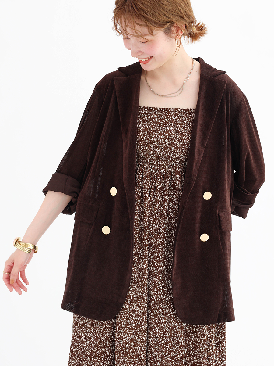 Mesh velour tailored jacket