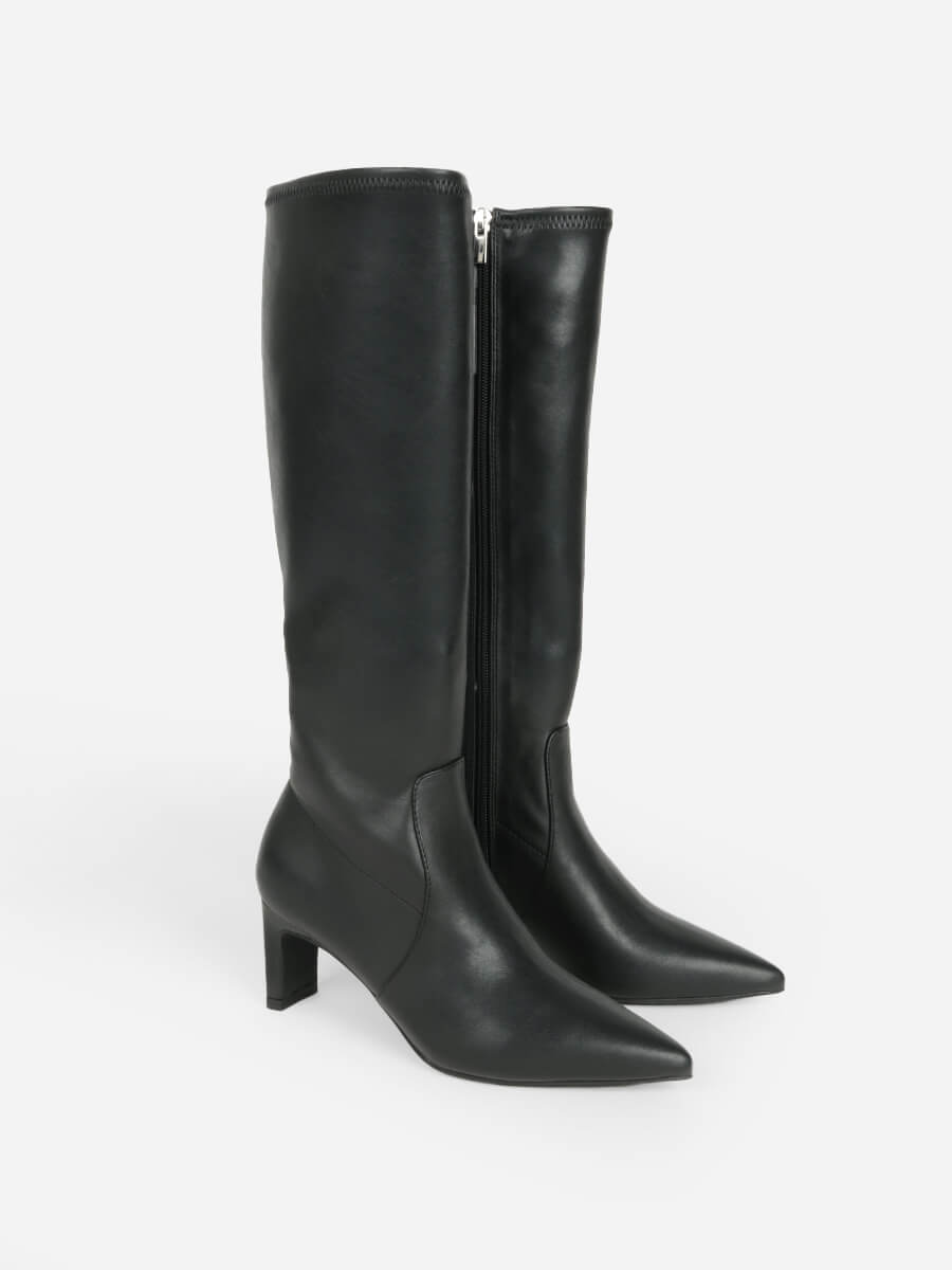 ポインテッドスムースロングブーツ