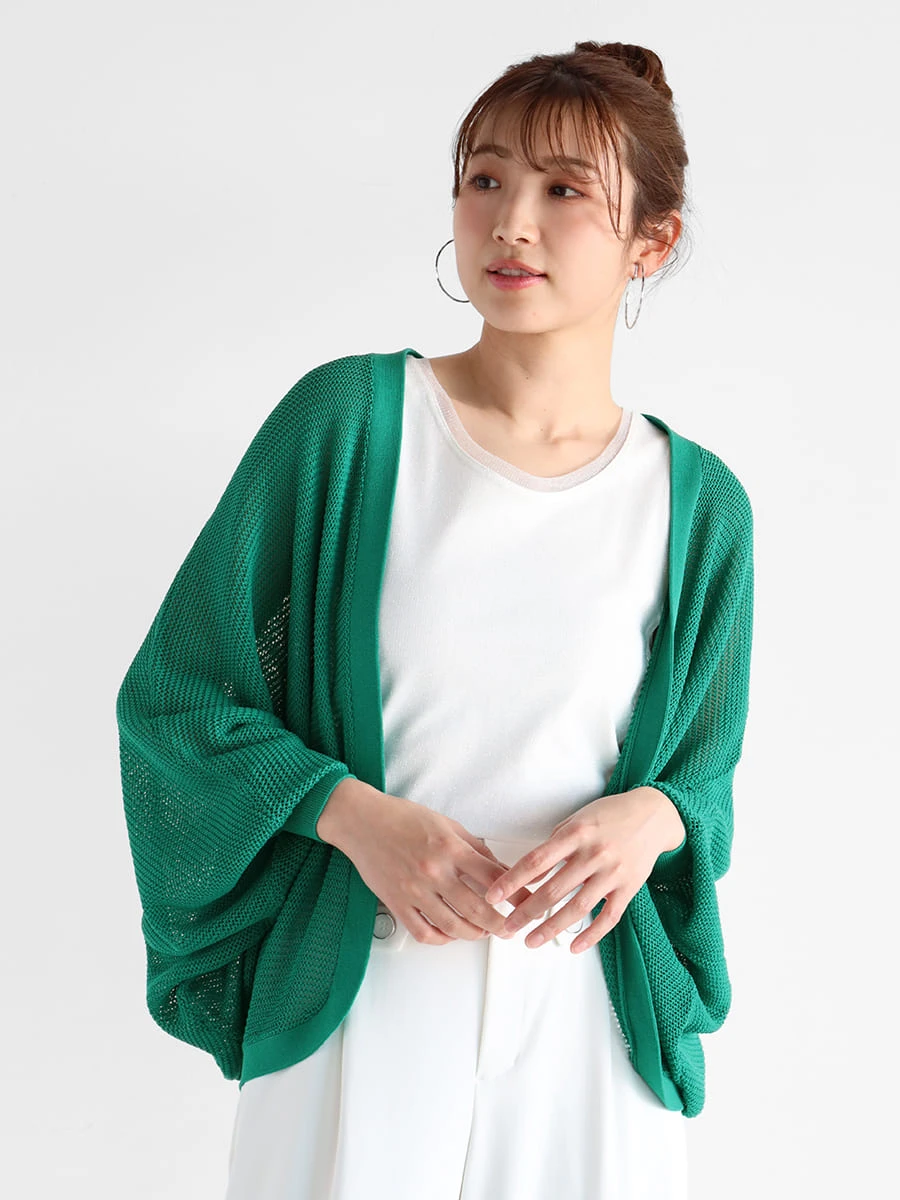 Vin(ヴァン)　ドルマンスリーブメッシュカーディガン