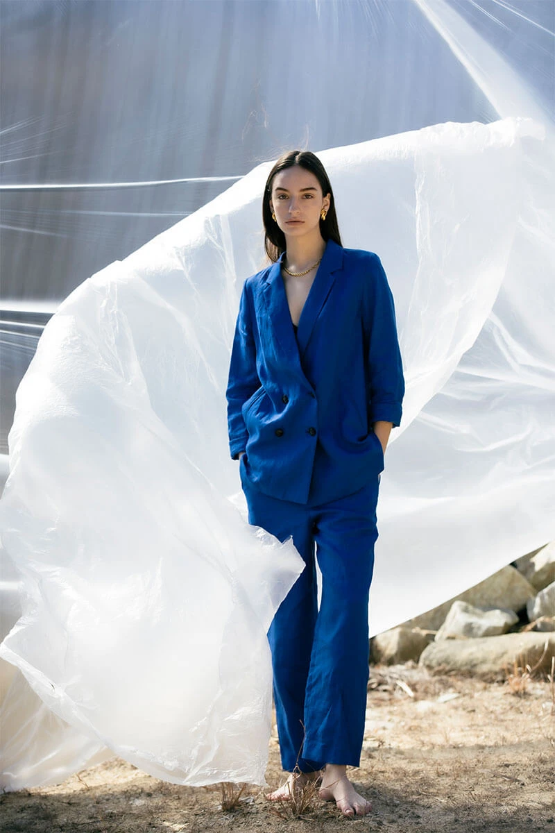 アクリス：希少カラー【リネン100%／ネップヤーン•サマーツイード】ジャケット feel wind ― Agaリネン ー - ｜YAMADAYA STORE