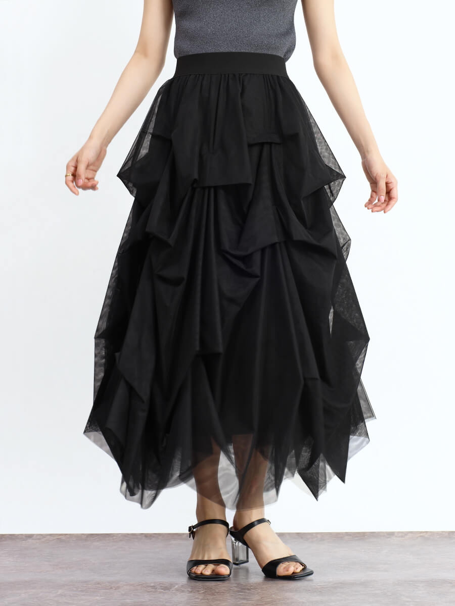 タックワークボリュームチュールスカート