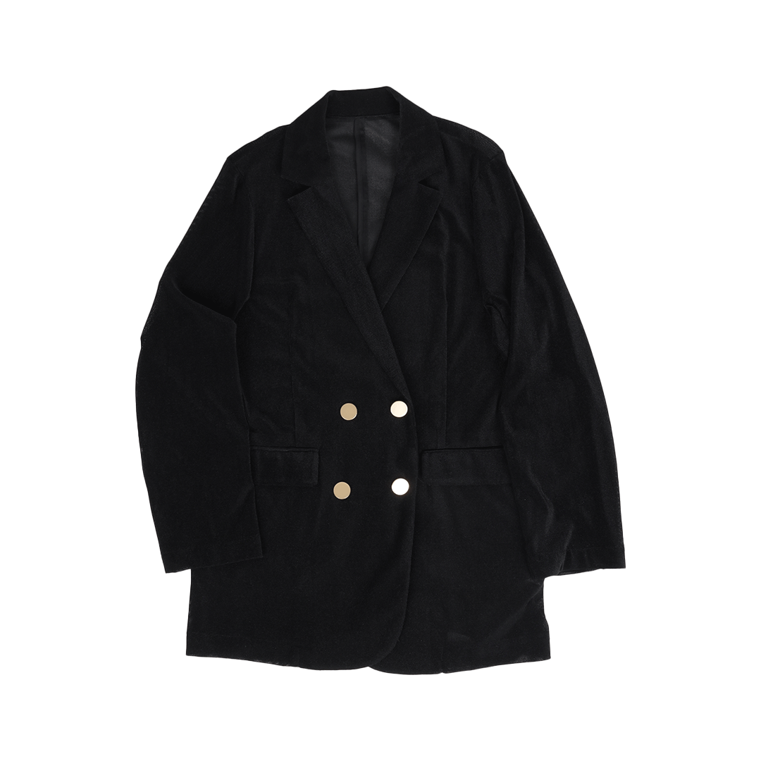 Mesh velour tailored long gilet