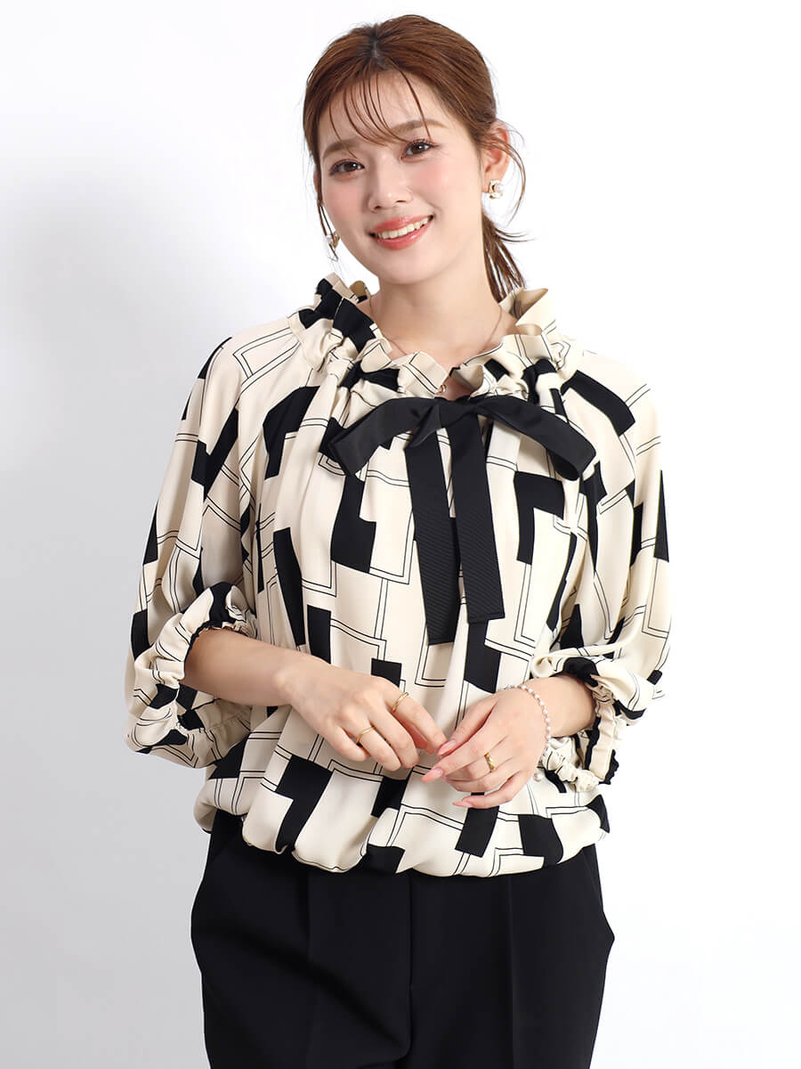 ギャザーカラーボリュームブラウス