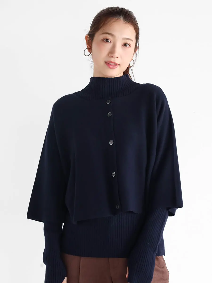 Vin(ヴァン)　ケープハイネックニットアンサンブル