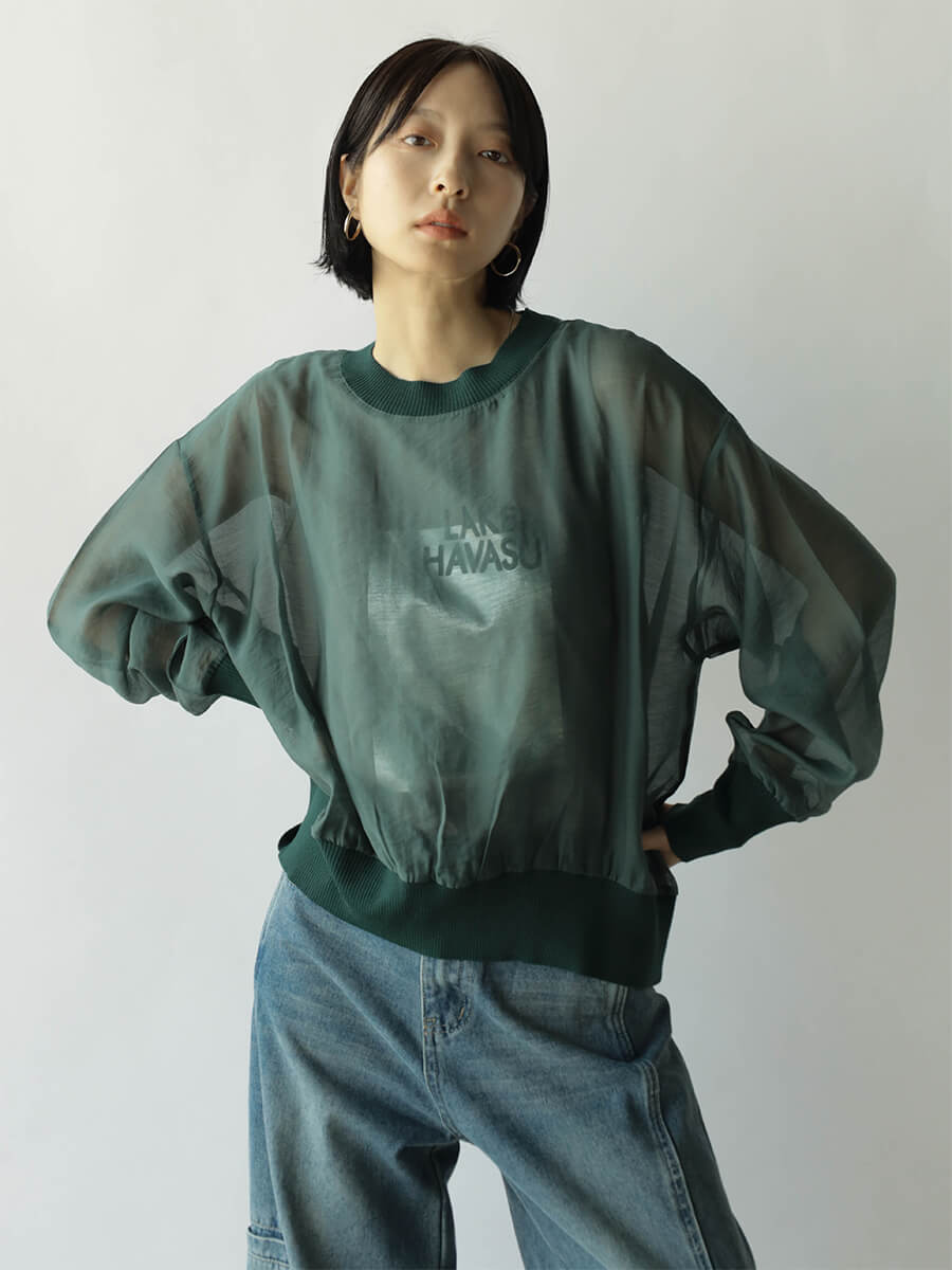 RADIATE(ラディエイト)　箔プリントロゴタンクトップ×シアートップス