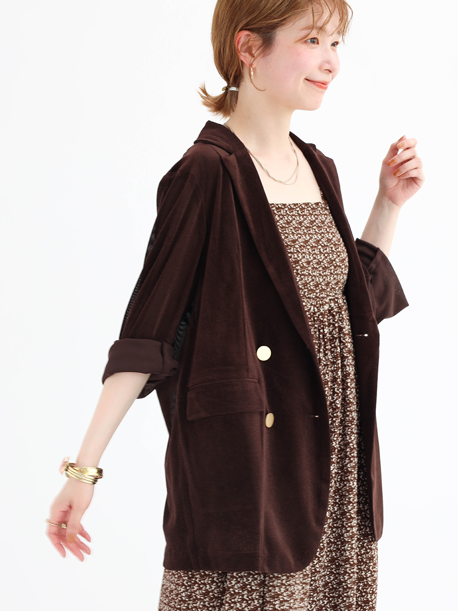 Mesh velour tailored jacket