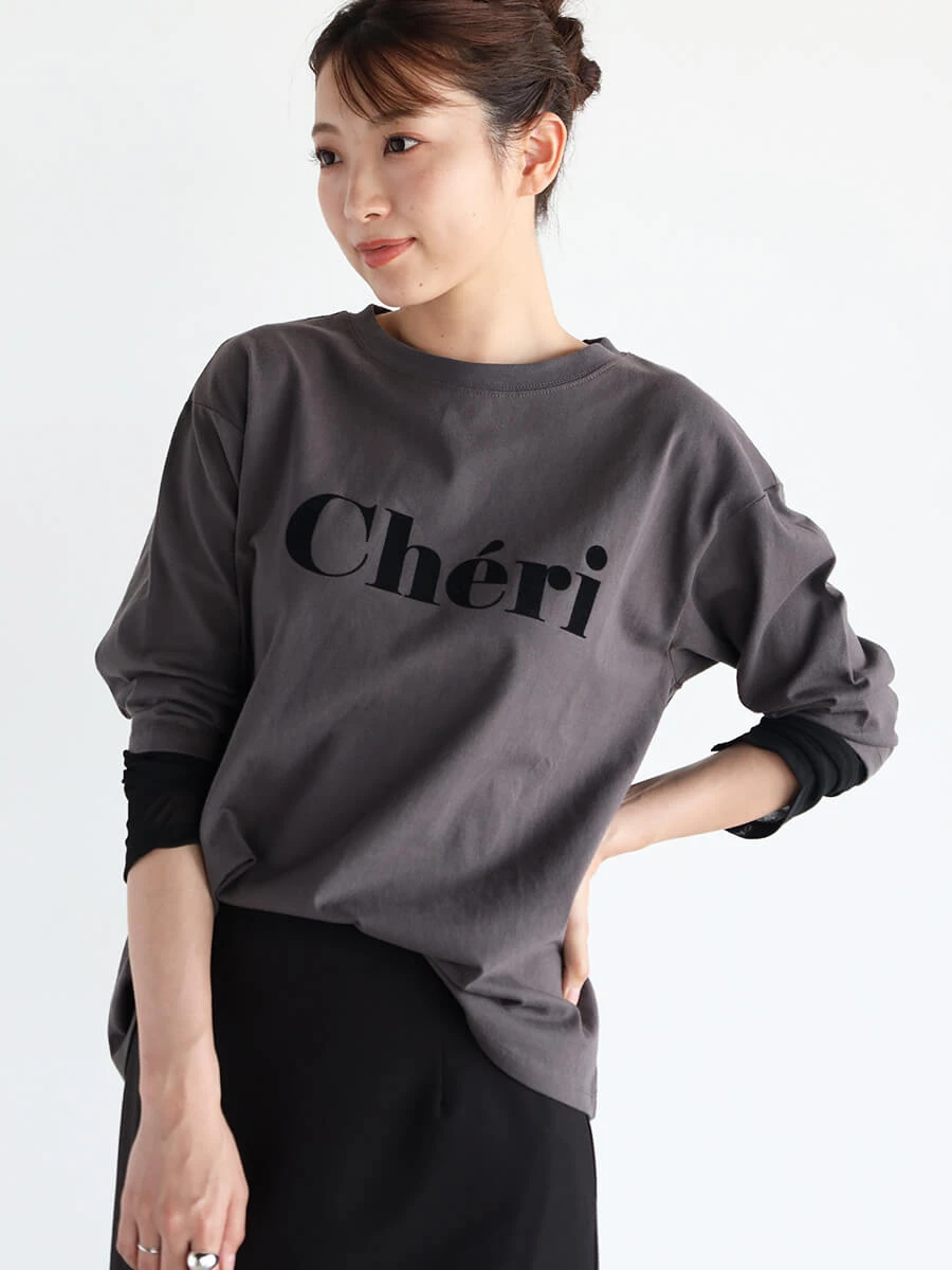 VIN(ヴァン)　チュールドッキングフロッキーロゴTシャツ