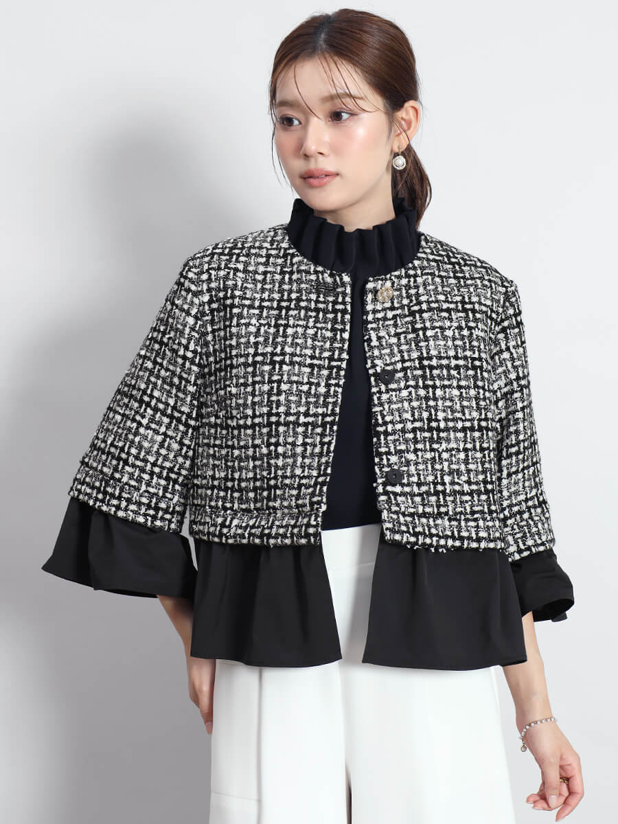 フレアヘムファンシーツイードショートジャケット