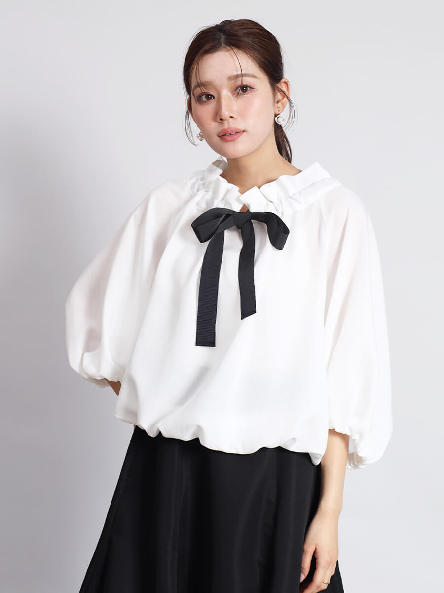 ギャザーカラーボリュームブラウス