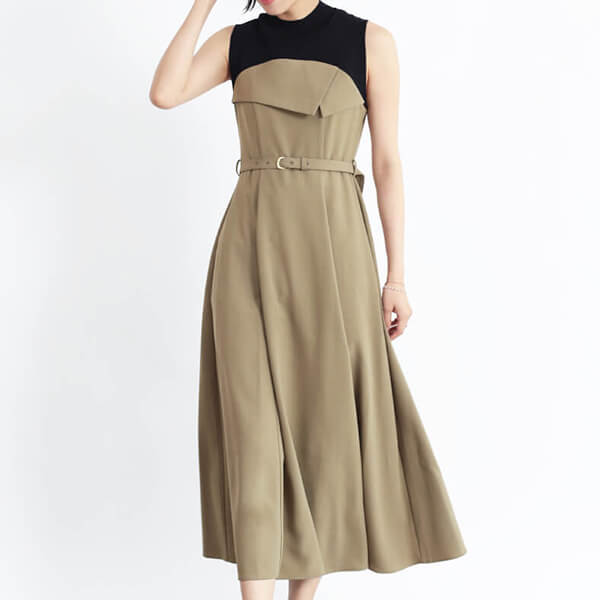 リブニットドッキングビスチェワンピース