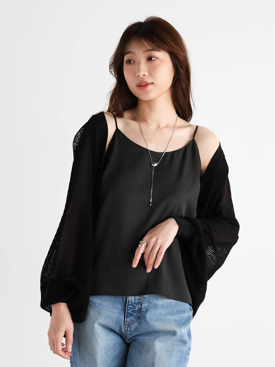 Vin(ヴァン)　バックタックサテンキャミソール