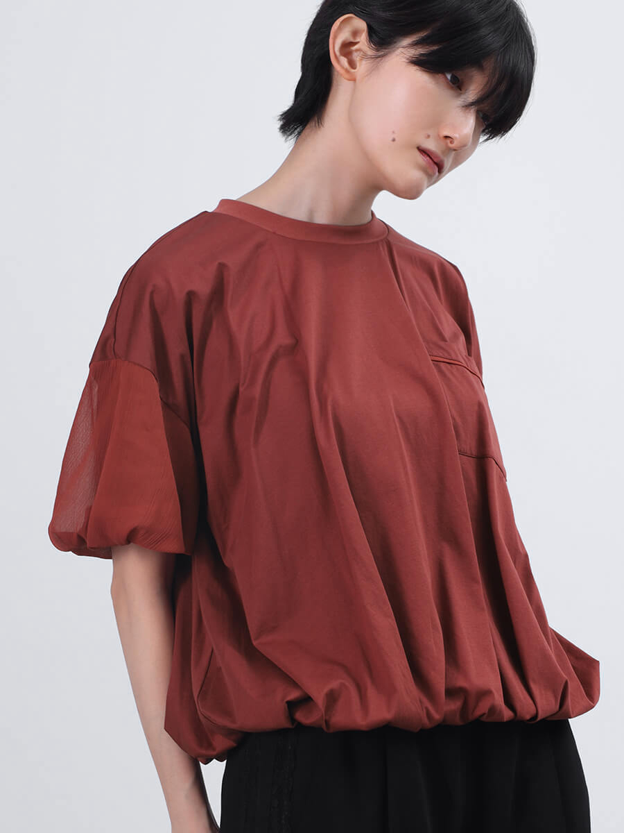 LASUD シフォンスリーブバルーントップス