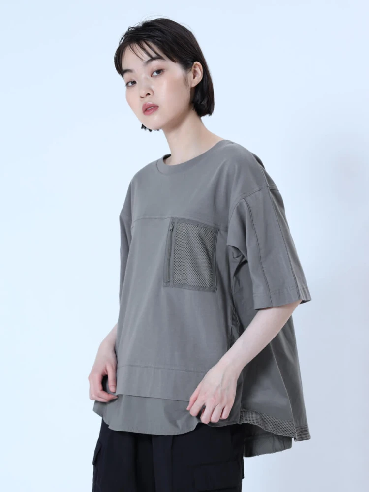 ラシュッド LASUD サイドボタンフレアヘムカットソー （ブラック） ラシュッド LASUD サイドボタンフレアヘムカットソー （オフ