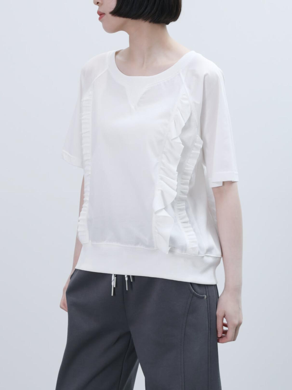 LASUD フリルデザインカットソー （ブラック） 】ラシュッド LASUD 