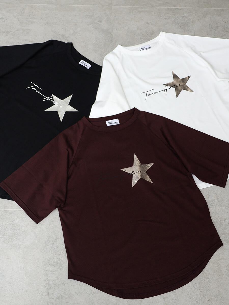 マットシルバー箔ロゴ星TEE