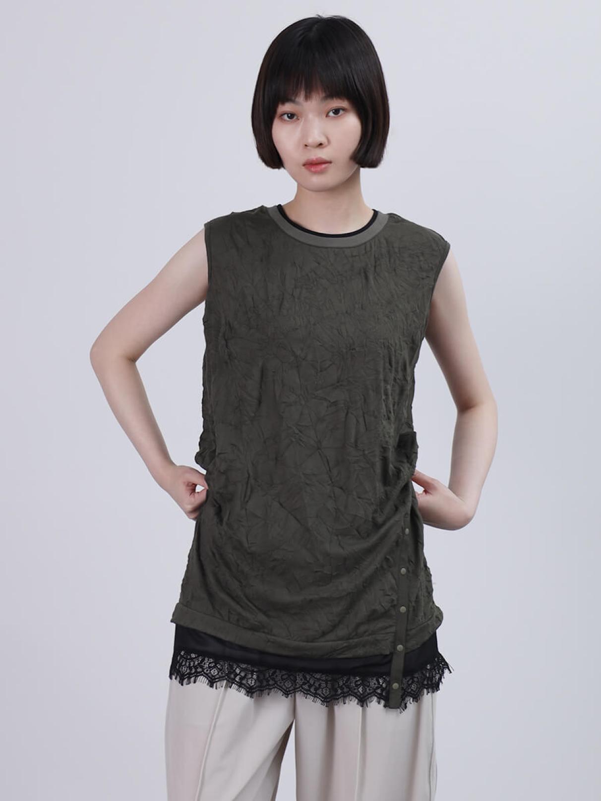 リンクルレースレイヤード風タンクトップ - LASUD - LASUD｜YAMADAYA STORE