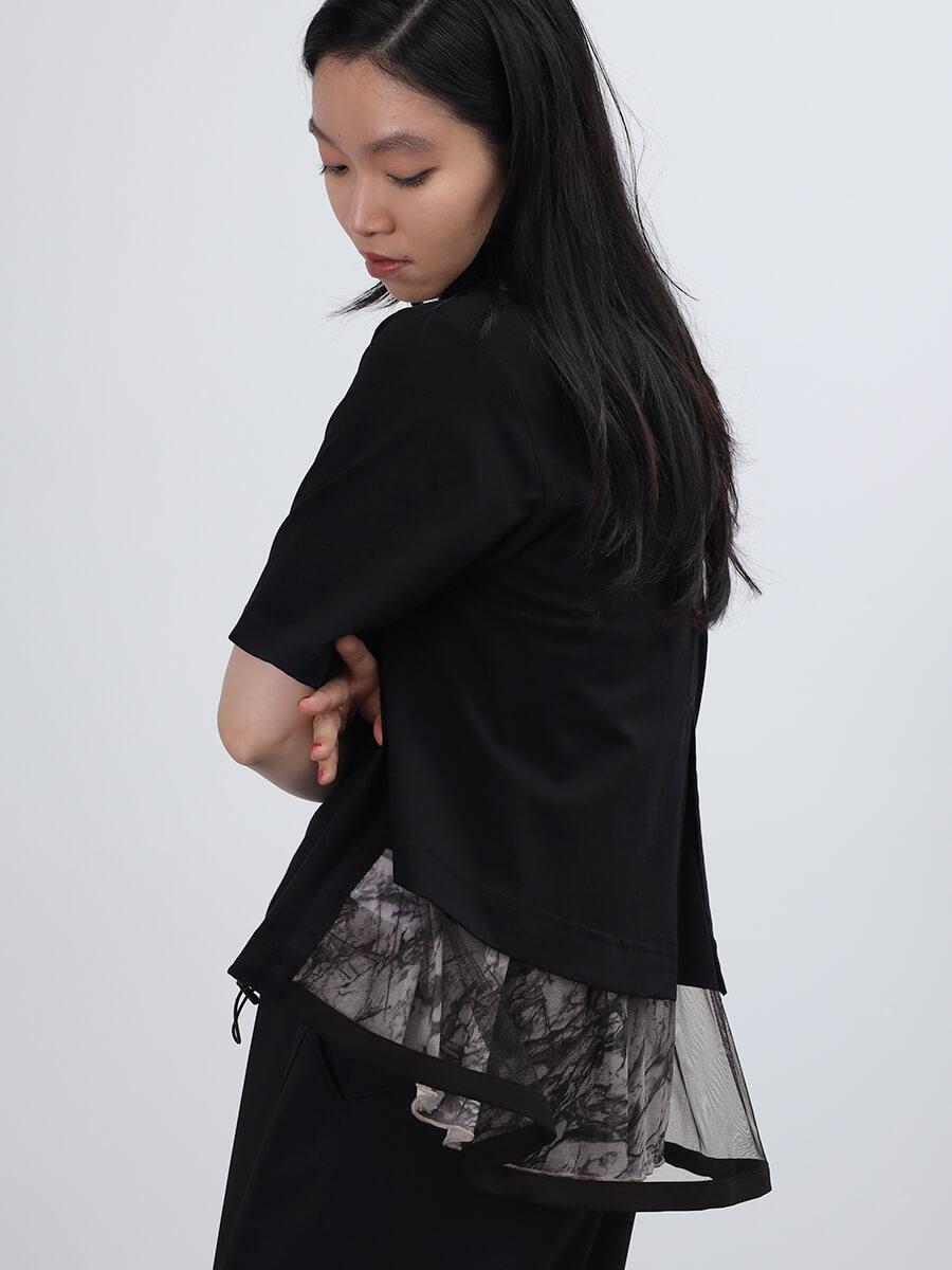 タイダイ×チュールレイヤードデザインカットソー