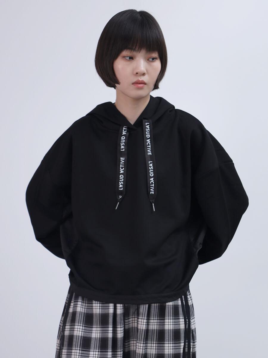 異素材ロゴリボンフーディー
