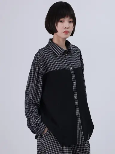 YU 25SS コムデギャルソンシャツ チェック柄転写プリントセットアップ