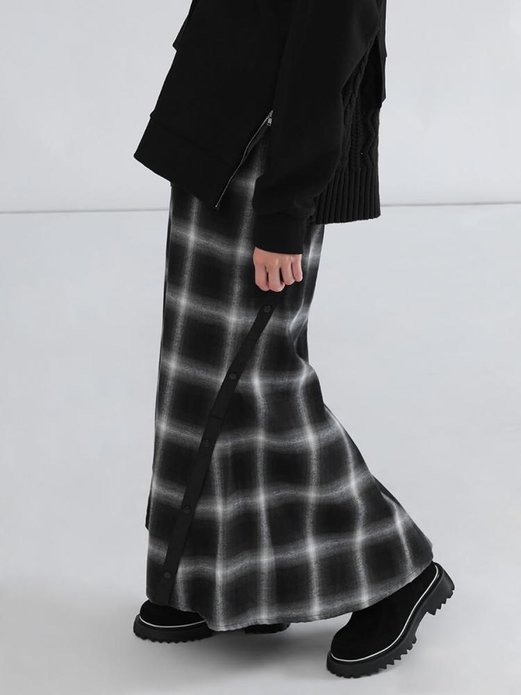 ヤマダヤ　スコットクラブ　黒スカート 白ライン ラップ風デザイン ロングスカート SCOTCLUBのロングスカートの商品一覧｜ファッション通販のYAMADAYA STORE