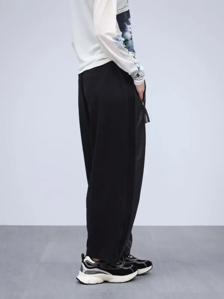 フェイクレザー切り替えカーブウェットパンツ - LASUD - LASUD