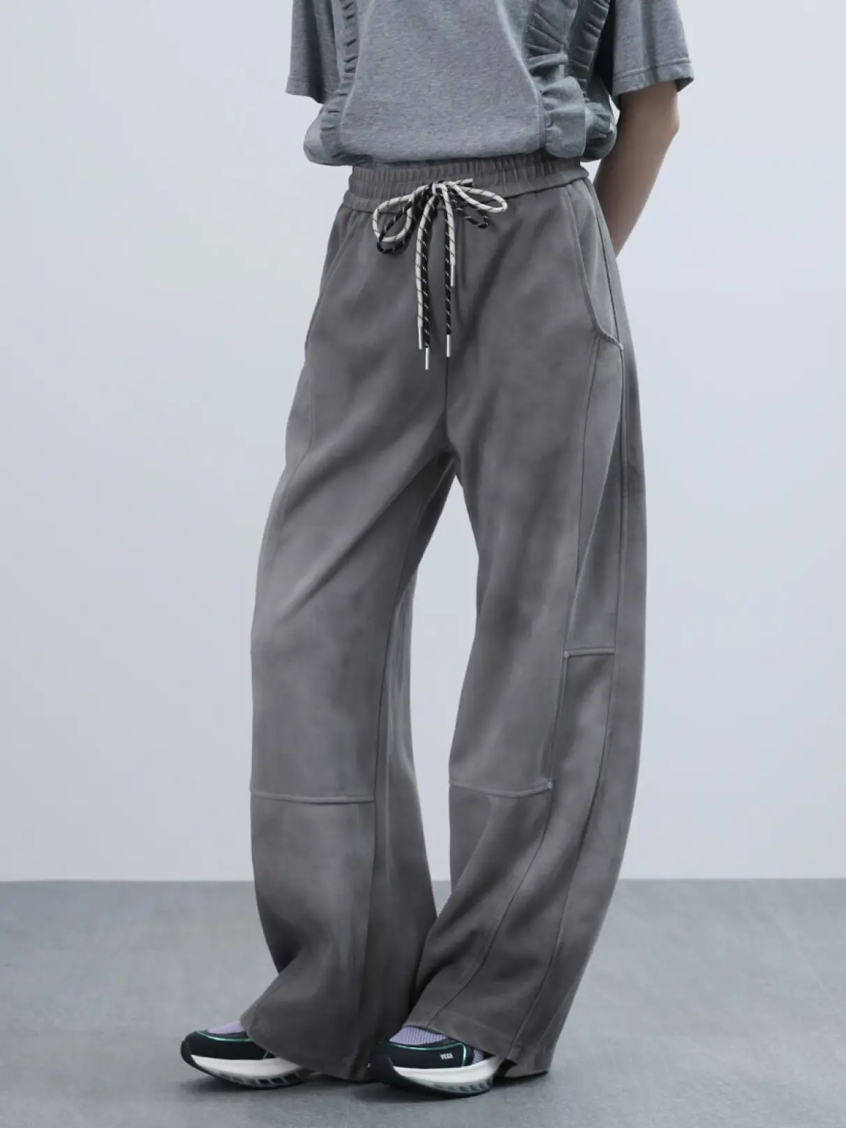 グラデーションスタッズ切替えスウェットパンツ - LASUD - LASUD