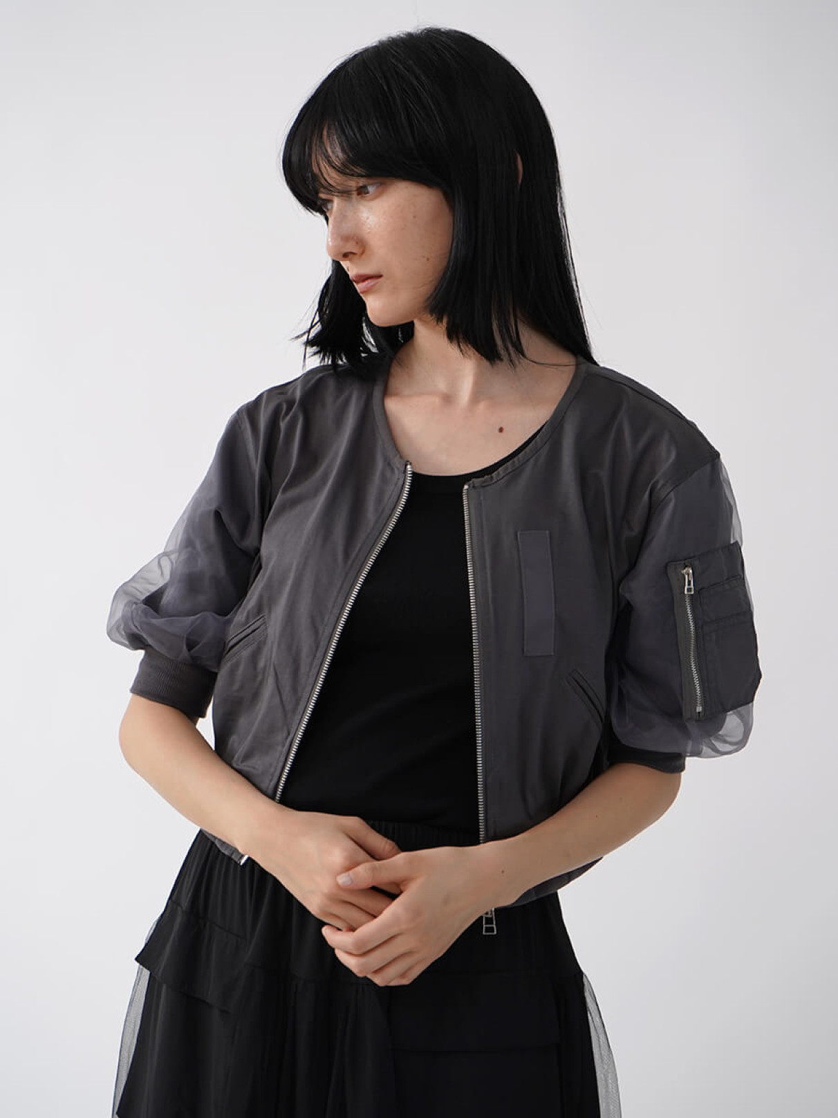 【美品】ヤマダヤ　LASUD ラビットファー　モッズコート ブラック 美品】ヤマダヤ LASUD ラビットファー モッズコート ブラック