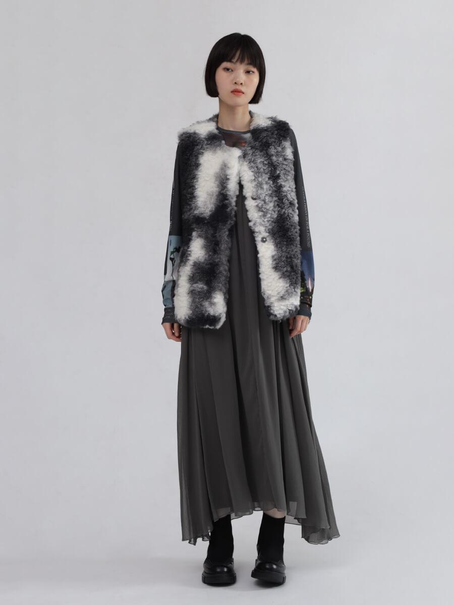 マーブルカラーボアベスト - LASUD - LASUD｜YAMADAYA STORE