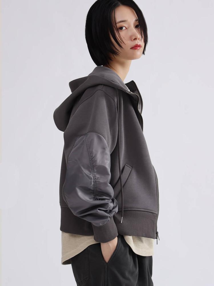 LASUD 異素材カジュアルパーカー ギャザースリーブジップアップパーカー - LASUD - LASUD｜YAMADAYA STORE