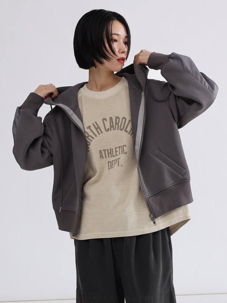 ギャザースリーブジップアップパーカー - LASUD - LASUD｜YAMADAYA STORE