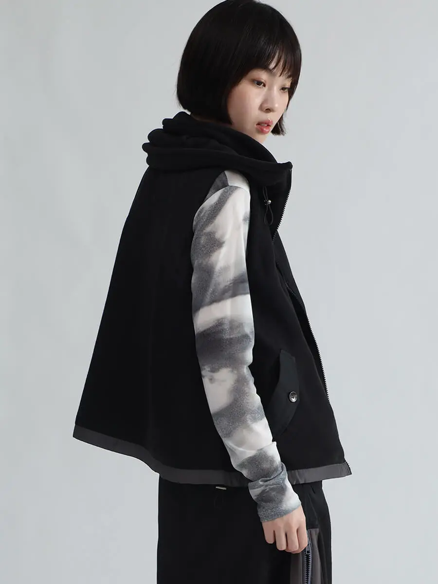 LASUD スラッシュジップキルティングベスト　ブラック ラシュッド LASUD スラッシュジップキルティングベスト