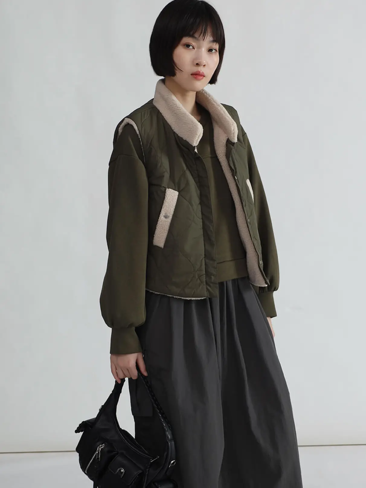 LASUD マーブルカラーボアベスト 裏メッシュミリタリーベスト