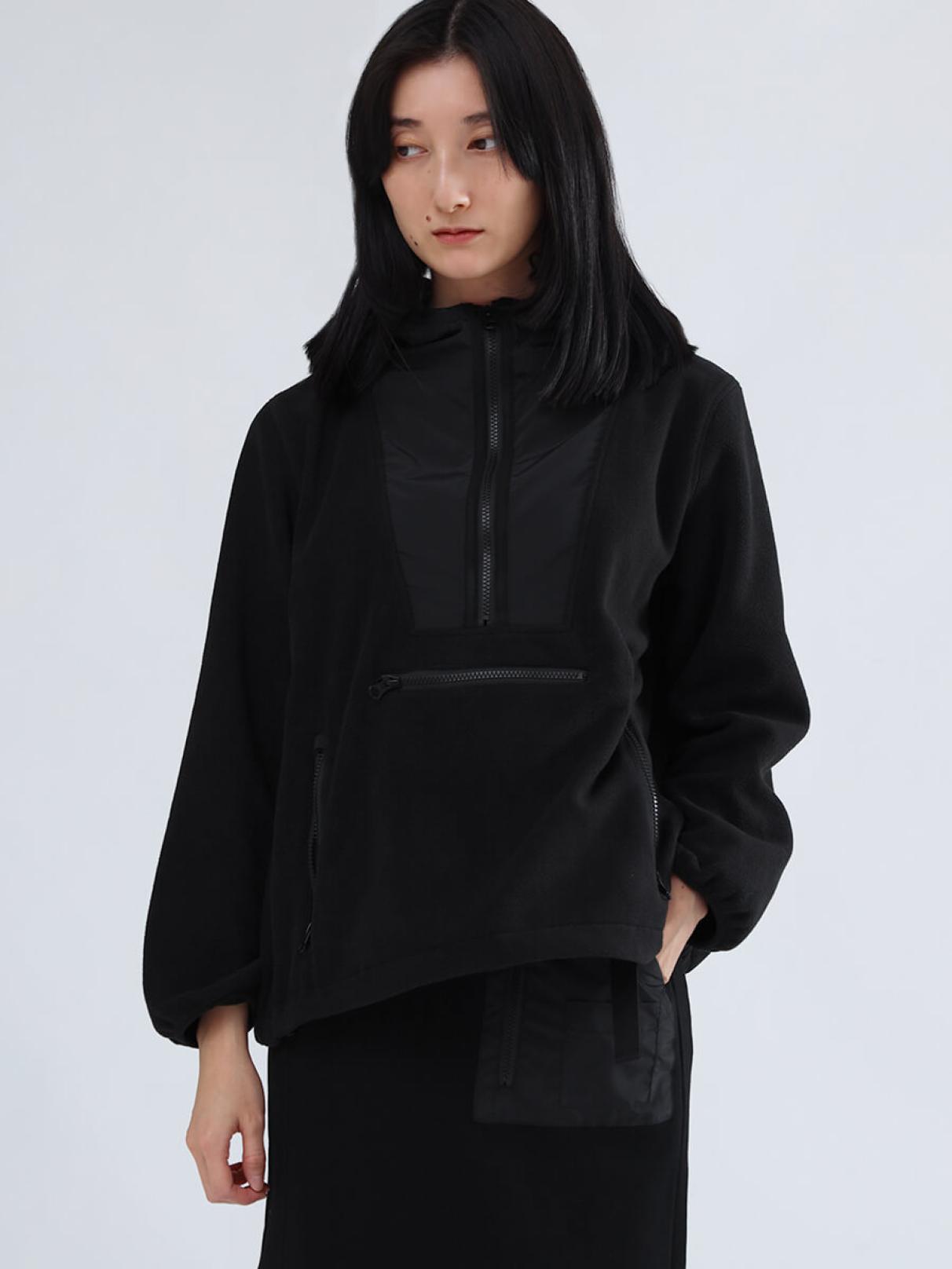 LASUD タックデザインジップパーカー　新品未使用品 ヤマダヤ LASUD ACTIVE フーディー 異素材パーカー ハーフジップ