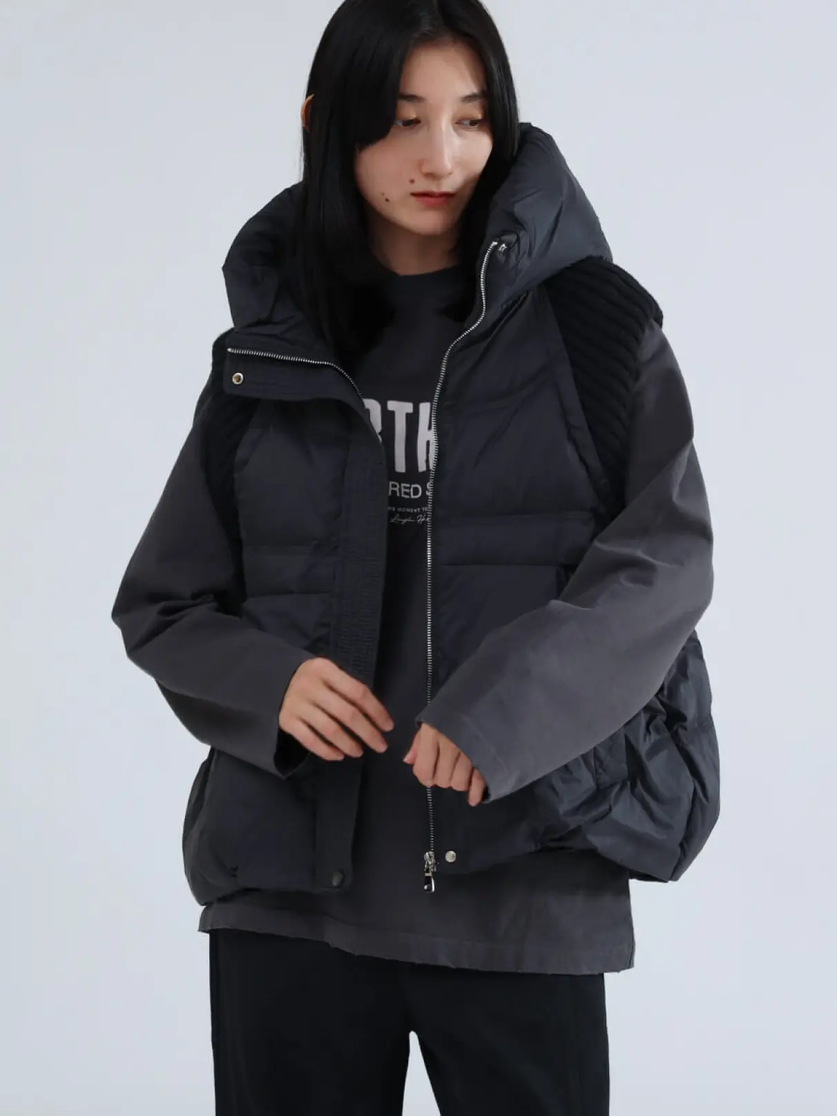 ニットドッキングブラックダウンベスト - LASUD - LASUD｜YAMADAYA STORE