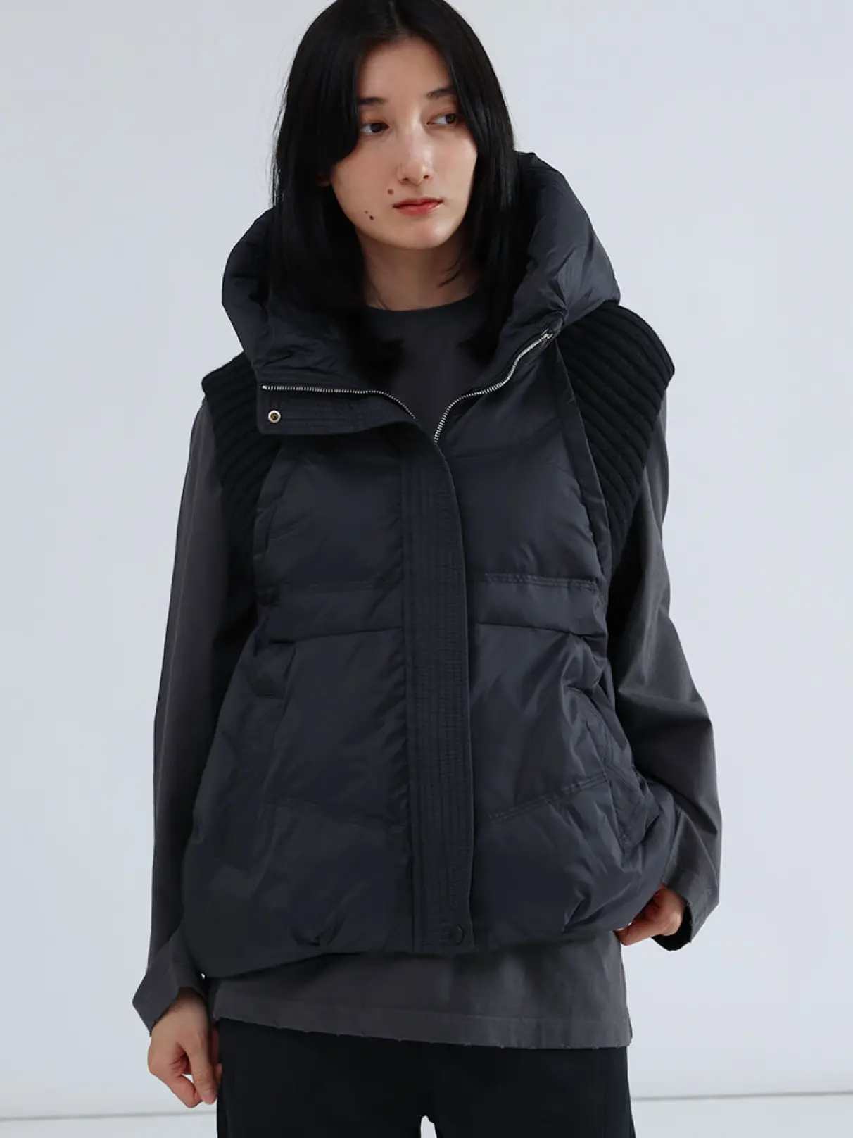 ニットドッキングブラックダウンベスト - LASUD - LASUD｜YAMADAYA STORE