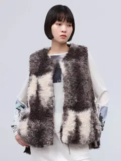 MASNADA マスナダ ジレ ベスト 異素材 変形 L カーキ ウォッシャブル