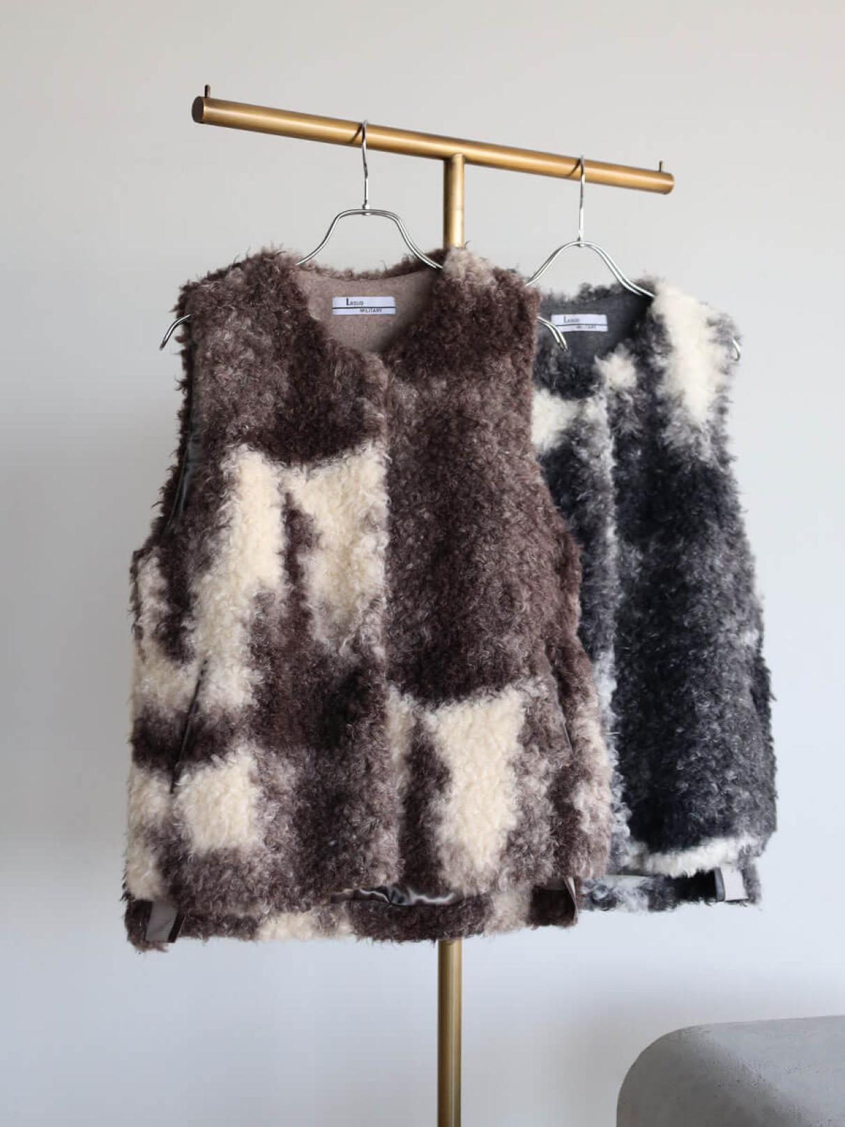 マーブルカラーボアベスト(mocha) - LASUD - LASUD｜YAMADAYA STORE