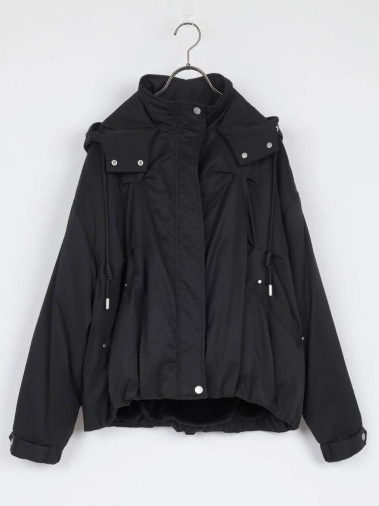LASUD MILITARY ラシュッド ファーフーデッドボアコートBLACK❦ 裏ボアフロントタックフーデッドジャケット - LASUD - LASUD｜YAMADAYA